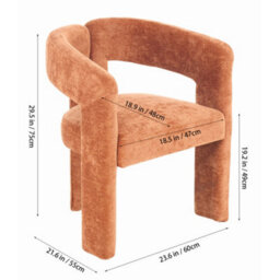 Living And Home Orange Chenille Upholstered Accent Chair - thumbnail 5