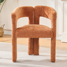 Living And Home Orange Chenille Upholstered Accent Chair