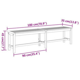 Berkfield Garden Bench 180X35X45 Cm Solid Wood Acacia - thumbnail 7