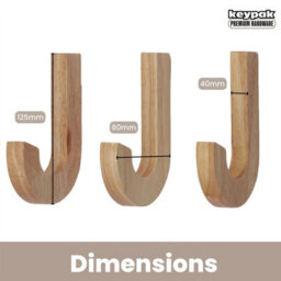 Keypak Coat Hooks Pine Decorative Wooden Hooks - Set Of 3 Screw-In Wall Hangers - 125mm X 17mm - Nordic Coat & Towel Hook - thumbnail 3