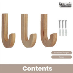 Keypak Coat Hooks Pine Decorative Wooden Hooks - Set Of 3 Screw-In Wall Hangers - 125mm X 17mm - Nordic Coat & Towel Hook - thumbnail 4