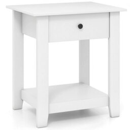 3-Tier Modern Bedside Table Nightstand With Drawer-White