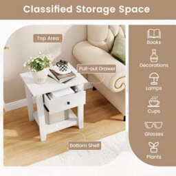 3-Tier Modern Bedside Table Nightstand With Drawer-White - thumbnail 3