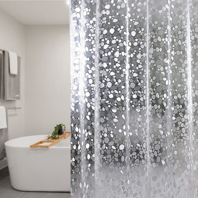 Neel Blue 3D Effect Pebbles Printed Pvc Clear Shower Curtains, 180Cm X 200Cm - image 1