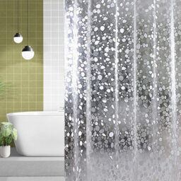 Neel Blue 3D Effect Pebbles Printed Pvc Clear Shower Curtains, 180Cm X 200Cm - thumbnail 7