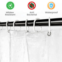Neel Blue 3D Effect Pebbles Printed Pvc Clear Shower Curtains, 180Cm X 200Cm - thumbnail 6