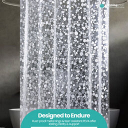 Neel Blue 3D Effect Pebbles Printed Pvc Clear Shower Curtains, 180Cm X 200Cm - thumbnail 8