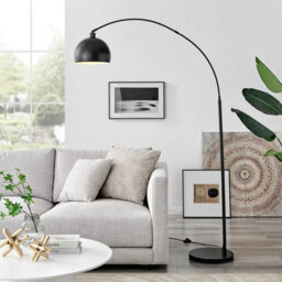 Furniturebox Holden Tall Matte Black Metal Floor Standing Arc Lamp Light With Black Metal Base Including A Rated Energy Efficient Led Bulb - thumbnail 2