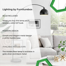 Furniturebox Holden Tall Matte Black Metal Floor Standing Arc Lamp Light With Black Metal Base Including A Rated Energy Efficient Led Bulb - thumbnail 7