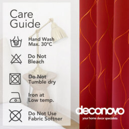 Deconovo Blackout Eyelet Curtains, Gold Wave Foil Printed Curtains, Thermal Insulated Curtains, W52 X L90 Inch, Red, One Pair - thumbnail 9