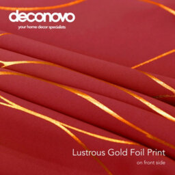 Deconovo Blackout Eyelet Curtains, Gold Wave Foil Printed Curtains, Thermal Insulated Curtains, W52 X L90 Inch, Red, One Pair - thumbnail 8