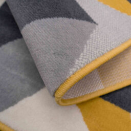 Loomed Yellow Ochre Grey Kaleidoscope Geometric Living Room Rug 120X170Cm - thumbnail 4