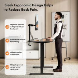 Vonhaus Electric Standing Desk, Height Adjustable Sit Stand Desk, 3 Height Preset Technology, 120X60Cm, Black Desktop & Frame - thumbnail 5