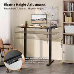 Vonhaus Electric Standing Desk, Height Adjustable Sit Stand Desk, 3 Height Preset Technology, 120X60Cm, Black Desktop & Frame - thumbnail 2