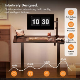 Vonhaus Electric Standing Desk, Height Adjustable Sit Stand Desk, 3 Height Preset Technology, 120X60Cm, Black Desktop & Frame - thumbnail 4
