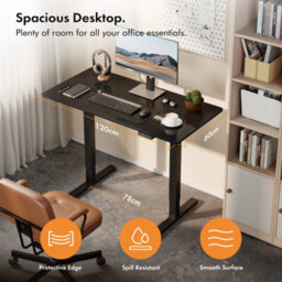 Vonhaus Electric Standing Desk, Height Adjustable Sit Stand Desk, 3 Height Preset Technology, 120X60Cm, Black Desktop & Frame - thumbnail 3