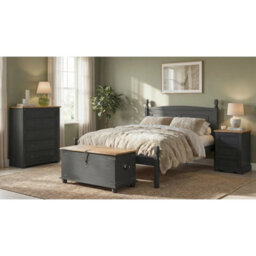 Chest Of Drawers 5 Drawer Small Charcoal Wax Solid Wooden Pine Dark Grey - thumbnail 5