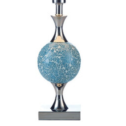 Britalia Brels4223 Polished Chrome & Blue Mosaic Glass Sphere Vintage Table Lamp With Faux Silk Drum Shade 50Cm - thumbnail 2