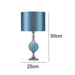 Britalia Brels4223 Polished Chrome & Blue Mosaic Glass Sphere Vintage Table Lamp With Faux Silk Drum Shade 50Cm - thumbnail 5