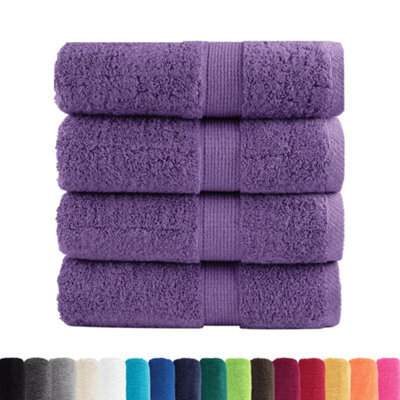 Berkfield Durable Premium Guest Towels Solund 4 Pcs Purple 30X50 Cm 600 Gsm