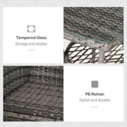 Rattan Bistro Set 2 Chairs Garden Glass Table Patio Outdoor Furniture - thumbnail 4