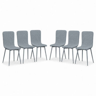 Urbn-Living Urbnliving Modern Dining Chairs Padded Scoop Back Chunky Weave Fabric Metal Legs Set Of 6 - image 1