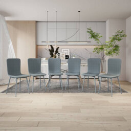 Urbn-Living Urbnliving Modern Dining Chairs Padded Scoop Back Chunky Weave Fabric Metal Legs Set Of 6 - thumbnail 2