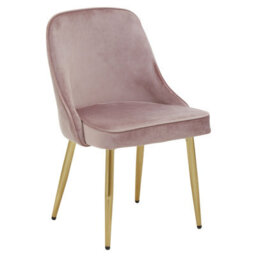 Orsina Dusky Pink Velvet Dining Chair, Mid-Century Modern Pink And Gold Velvet Dining Chairs, Luxury Dining Chair - thumbnail 2
