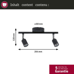 Paulmann 66751 Carolina Spotlight Ip44 Max. 2X10W Dimmable Ceiling Spotlight Anthracite, Chrome Ceiling Lamp Metal - thumbnail 4