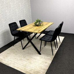 Kosy Koala Modern Dining Table Set With 4 Black Velvet Chairs Dining Room Furniture