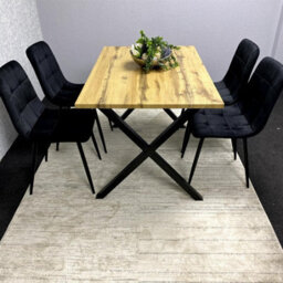 Kosy Koala Modern Dining Table Set With 4 Black Velvet Chairs Dining Room Furniture - thumbnail 7