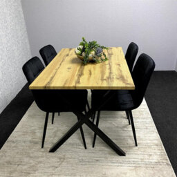 Kosy Koala Modern Dining Table Set With 4 Black Velvet Chairs Dining Room Furniture - thumbnail 3