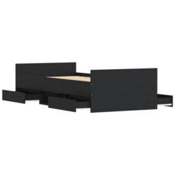Berkfield Bed Frame With Headboard And Footboard Black 90X200 Cm - thumbnail 5