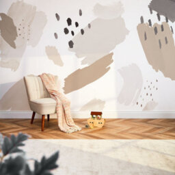 I Love Wallpaper Painters Palette Mural In Charcoal And Stone And White (350Cm X 240Cm)