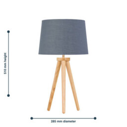 First Choice Lighting Voyage - Light Oak Table Lamp Or Bedside Light With Grey & Gold Shade - thumbnail 5