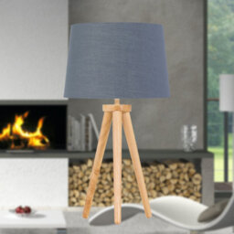 First Choice Lighting Voyage - Light Oak Table Lamp Or Bedside Light With Grey & Gold Shade - thumbnail 4