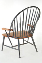 Orsina Vintage Inspired Walnut Wood And Metal Armchair, Rustic Appeal Occasional Armchair, Durable Armchair - thumbnail 4
