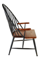 Orsina Vintage Inspired Walnut Wood And Metal Armchair, Rustic Appeal Occasional Armchair, Durable Armchair - thumbnail 3