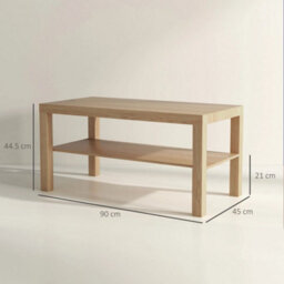 Coffee Table With Storage Shelf, Rectangular Centre Table, Natural - thumbnail 2