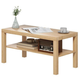 Coffee Table With Storage Shelf, Rectangular Centre Table, Natural - thumbnail 1