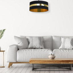 Milagro Palmira Ceiling Lamp Black/gold 1Xe27 Hand Made Designer Lamp Crafted From Matt Black Fabric With Luxurious Gold Detail - thumbnail 5