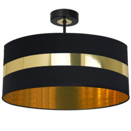 Milagro Palmira Ceiling Lamp Black/gold 1Xe27 Hand Made Designer Lamp Crafted From Matt Black Fabric With Luxurious Gold Detail - thumbnail 4