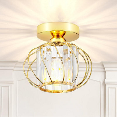 Giggi Gold Modern Crystal Ceiling Light, E27 Semi-Flush - image 1