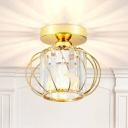 Giggi Gold Modern Crystal Ceiling Light, E27 Semi-Flush