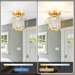 Giggi Gold Modern Crystal Ceiling Light, E27 Semi-Flush - thumbnail 4
