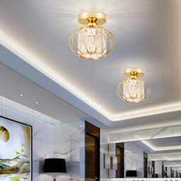 Giggi Gold Modern Crystal Ceiling Light, E27 Semi-Flush - thumbnail 5
