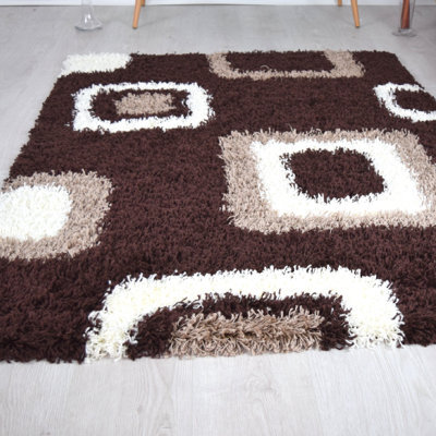 "Bravich Brown Boxed Thick Shaggy Rug - California - 80X150Cm (2'8""x5')" - image 1