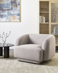 Beliani Armchair Skjanes Fabric Light Grey - thumbnail 2