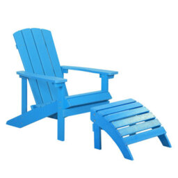Beliani Garden Chair Adirondack With Footstool Blue