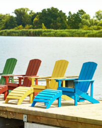 Beliani Garden Chair Adirondack With Footstool Blue - thumbnail 2
